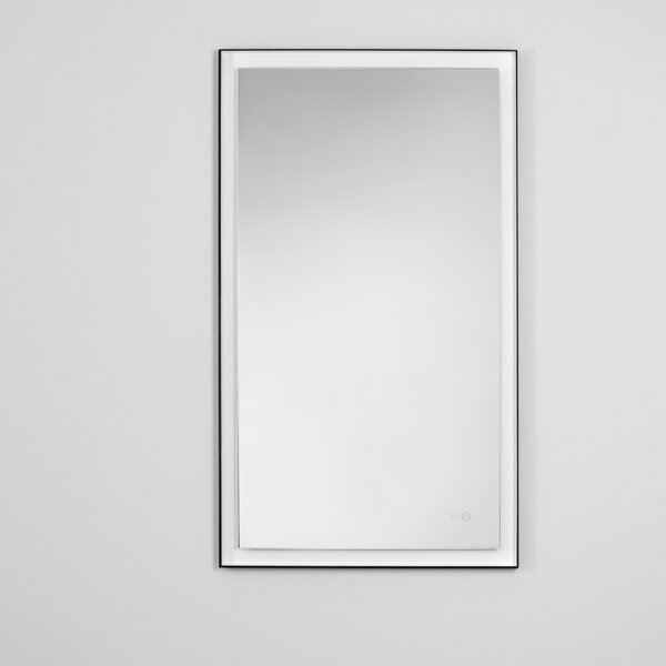 Černé závěsné zrcadlo s LED osvětlením Nova Luce Deca 120 x 70 cm