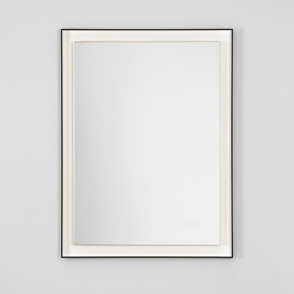 Černé závěsné zrcadlo s LED osvětlením Nova Luce Deca 80 x 60 cm