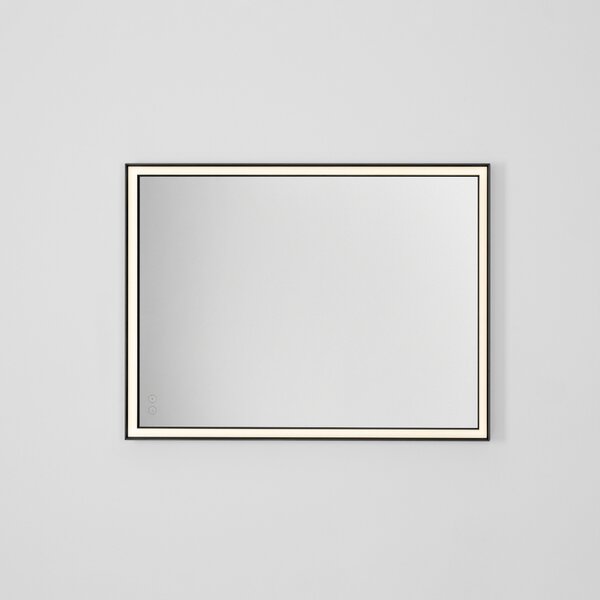 -25 % Dny MOMENTI– Černé závěsné zrcadlo s LED osvětlením Nova Luce Ambor 80 x 60 cm