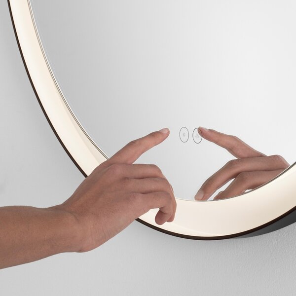 Černé závěsné zrcadlo s LED osvětlením Nova Luce Ural 60 cm