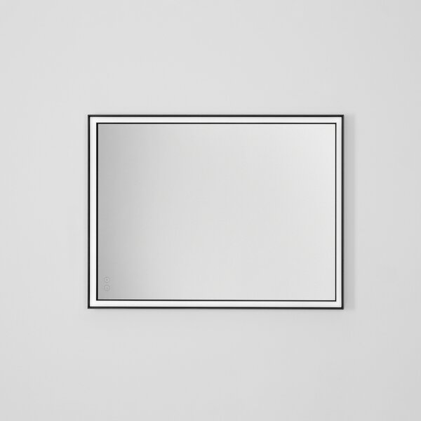 -25 % Dny MOMENTI– Černé závěsné zrcadlo s LED osvětlením Nova Luce Ambor 80 x 60 cm