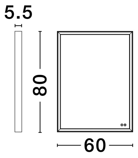 -25 % Dny MOMENTI– Černé závěsné zrcadlo s LED osvětlením Nova Luce Ambor 80 x 60 cm