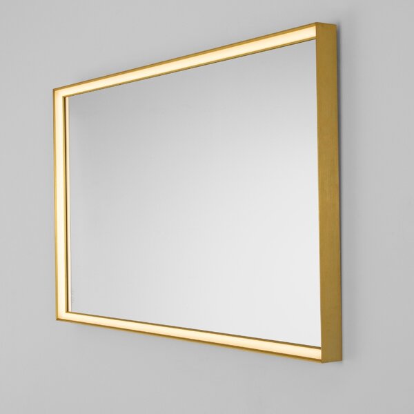 Zlaté závěsné zrcadlo s LED osvětlením Nova Luce Ambor 120 x 70 cm