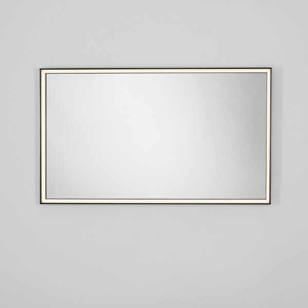 Černé závěsné zrcadlo s LED osvětlením Nova Luce Ambor 120 x 70 cm