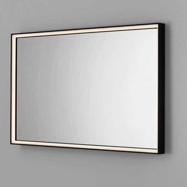 Černé závěsné zrcadlo s LED osvětlením Nova Luce Ambor 120 x 70 cm