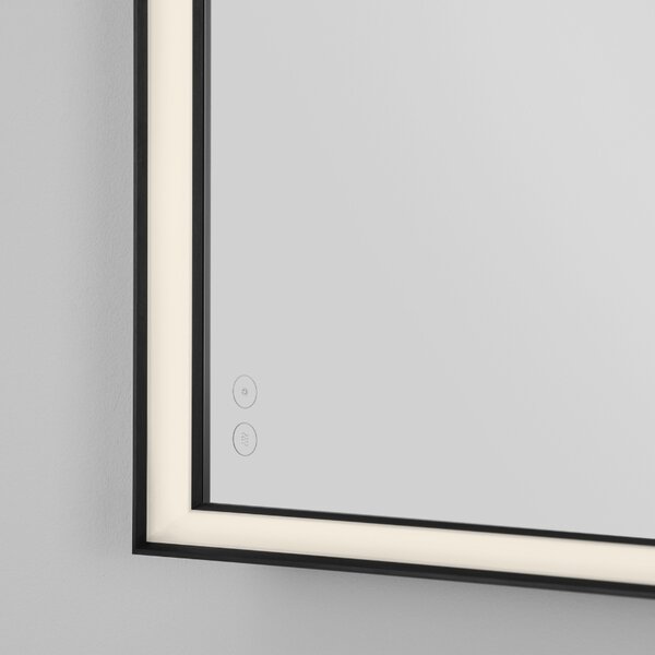 Černé závěsné zrcadlo s LED osvětlením Nova Luce Ambor 120 x 70 cm