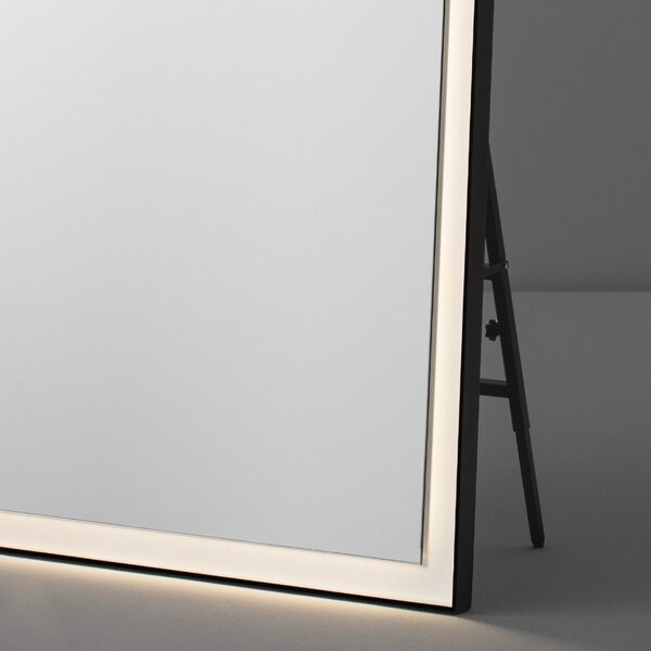 Černé závěsné zrcadlo s LED osvětlením Nova Luce Adon 150 x 75 cm