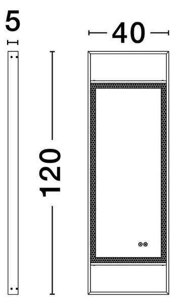 Černé závěsné zrcadlo s LED osvětlením Nova Luce Doul 120 x 40 cm