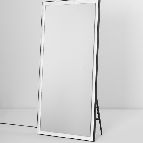 Černé závěsné zrcadlo s LED osvětlením Nova Luce Adon 150 x 75 cm
