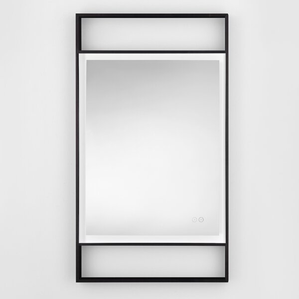 Černé závěsné zrcadlo s LED osvětlením Nova Luce Doul 106 x 60 cm