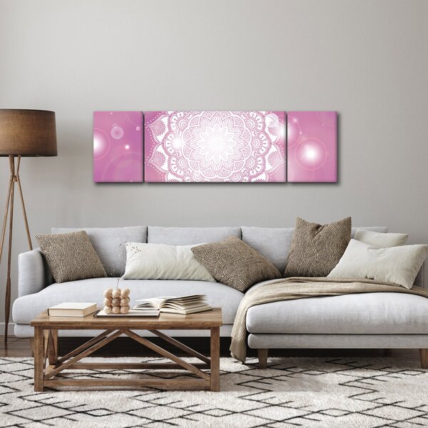 Obraz mandaly v růžovém pozadí (170x50 cm)