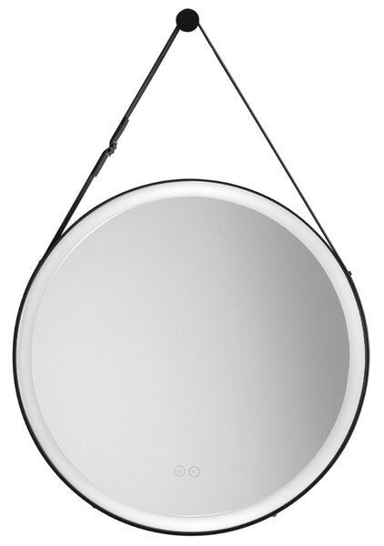 Černé závěsné zrcadlo s LED osvětlením Nova Luce Rems 85 x 64 cm