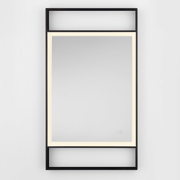 Černé závěsné zrcadlo s LED osvětlením Nova Luce Doul 106 x 60 cm