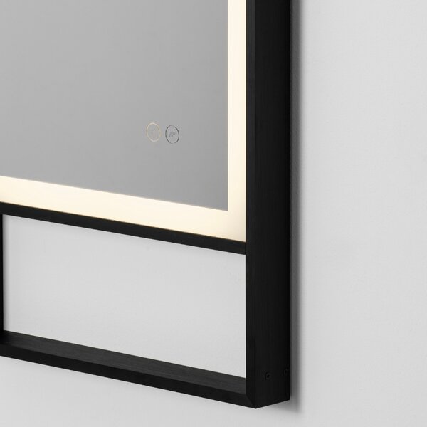 Černé závěsné zrcadlo s LED osvětlením Nova Luce Doul 120 x 40 cm