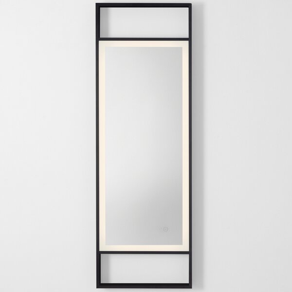 Černé závěsné zrcadlo s LED osvětlením Nova Luce Doul 120 x 40 cm