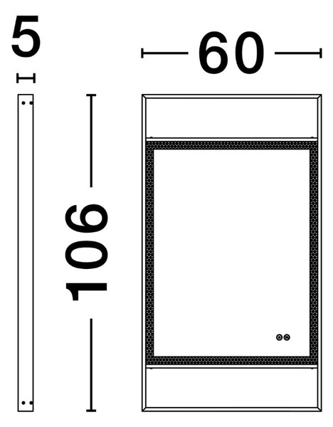Černé závěsné zrcadlo s LED osvětlením Nova Luce Doul 106 x 60 cm