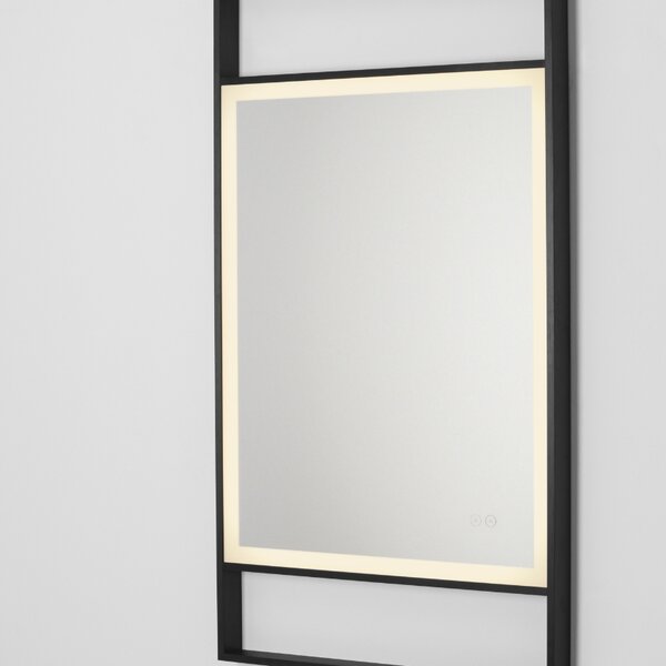 Černé závěsné zrcadlo s LED osvětlením Nova Luce Doul 106 x 60 cm