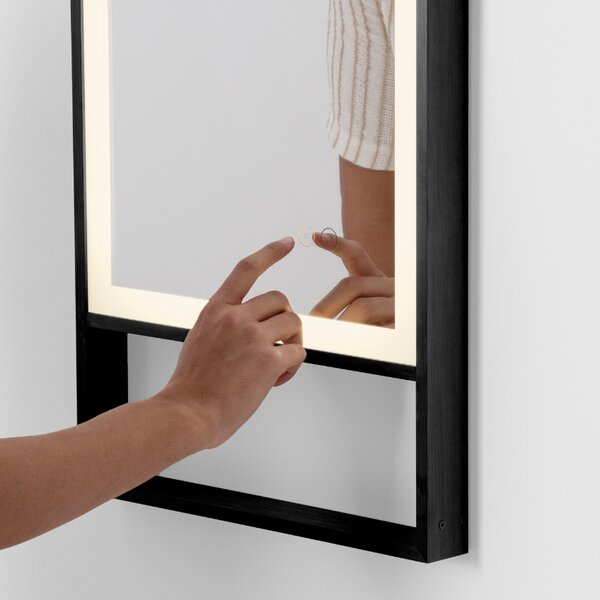 Černé závěsné zrcadlo s LED osvětlením Nova Luce Doul 120 x 40 cm