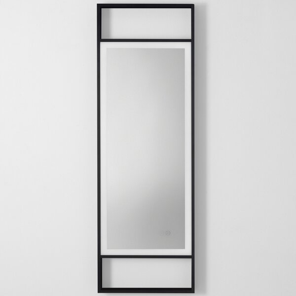 Černé závěsné zrcadlo s LED osvětlením Nova Luce Doul 120 x 40 cm