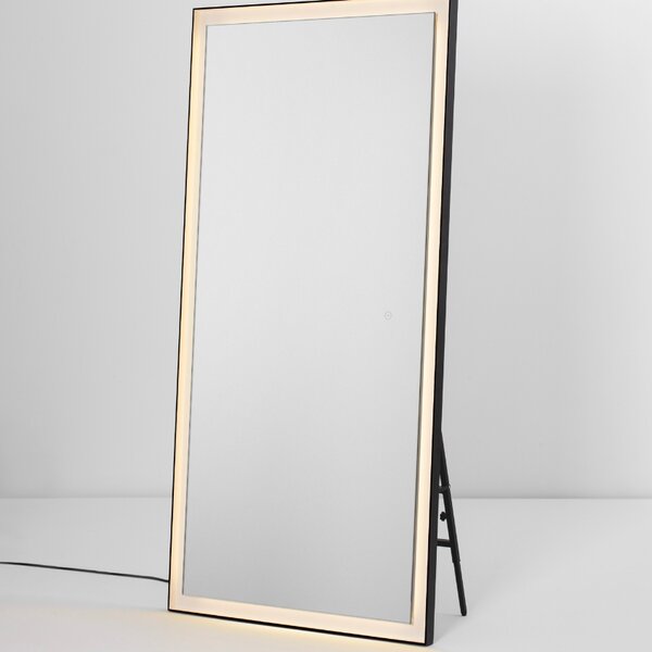Černé závěsné zrcadlo s LED osvětlením Nova Luce Adon 150 x 75 cm