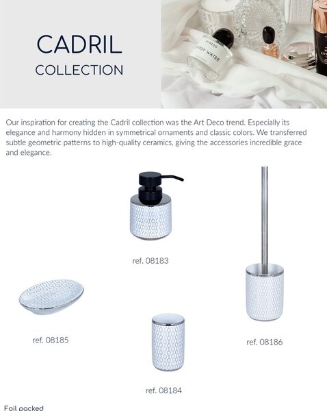 BISK Erga Cadril, toaletní WC kartáč na postavení, bílý-chromový, ERG-08186