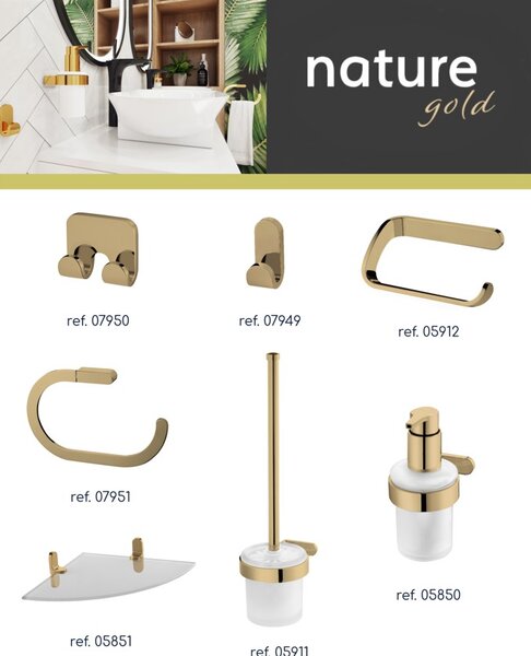 BISK Erga Nature Gold, nástěnný dávkovač mýdla, zlatá lesklá, ERG-05850