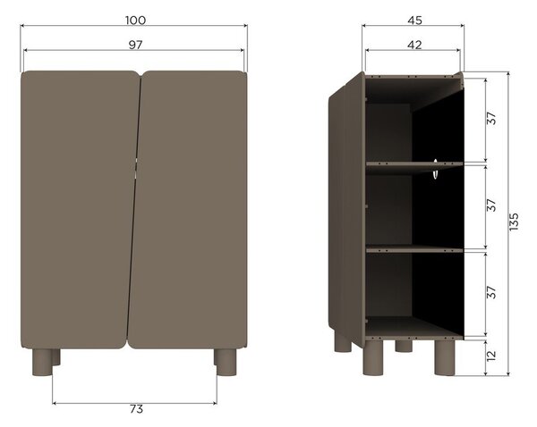 Hnědá skříňka z borovicového dřeva 100x135x45 cm Root – WOOOD