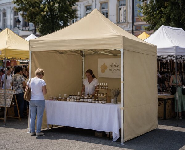 JAKS Nůžkový stan PREMIUM QUALITY béžový 3 × 3 m