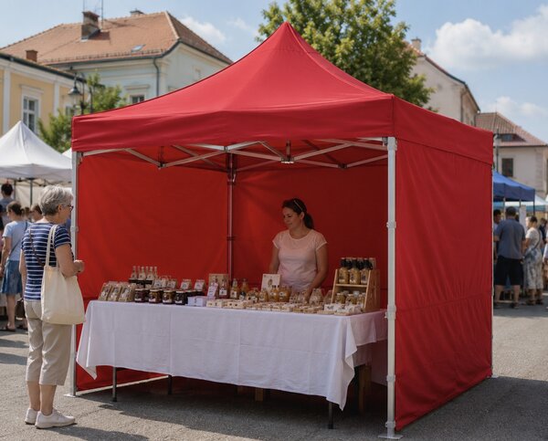 JAKS Nůžkový stan PREMIUM QUALITY červený 3 × 3 m