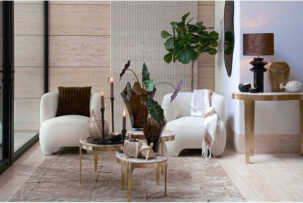 Konferenční stolek s mramorovou deskou v bronzové barvě/taupe 39x65 cm Giulio – Light & Living
