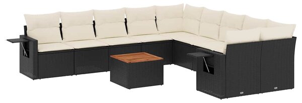 11dílná zahradní sedací souprava s poduškami černá polyratan 3224754