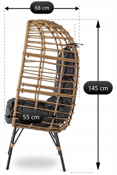 Zahradní křeslo Mady (šedá + přírodní). Akce -15%