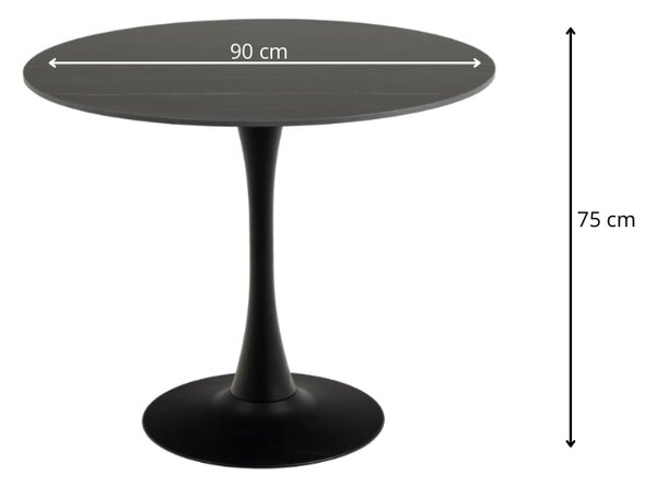 Actona Kulatý jídelní stůl Malta 90 cm černý