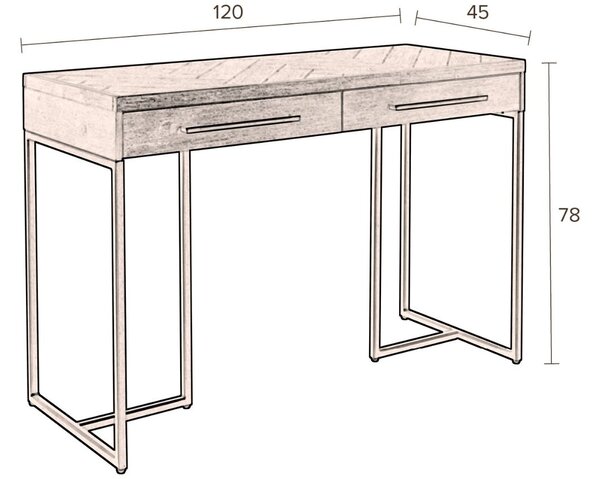 Dubový toaletní stolek DUTCHBONE Class 120 x 45 cm