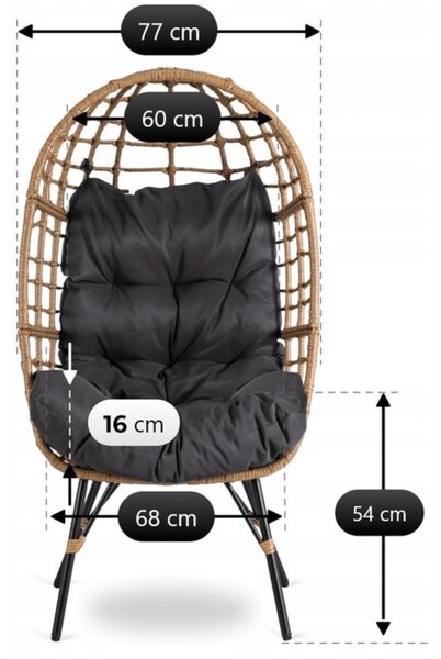 Zahradní křeslo Mady (šedá + přírodní). Akce -15%