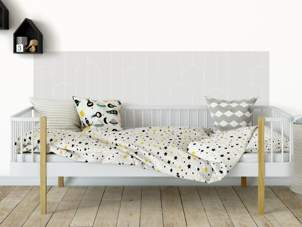 FUGU Tapeta za postel - Lines and rounds grey Varianta ochrany zdi: Delší strana postele 200x65 cm