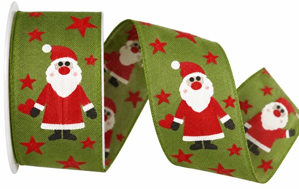 Stuhy vánoční WITTY SANTA GREEN zelená 40mm x 2m (12,50Kč/m)