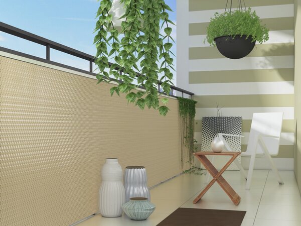 Balkonová ratanová zástěna MALMO, tmavě šedá, výška 90 cm šířka různé rozměry 1300 g/m2 MyBestHome Rozměr: 90x100 cm