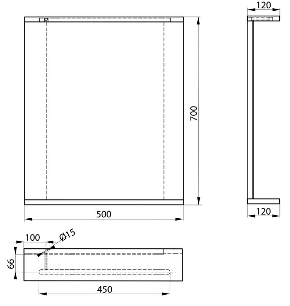 Aqualine Aqualine, KORIN zrcadlo s LED osvětlením 50x70x12cm, KO395S