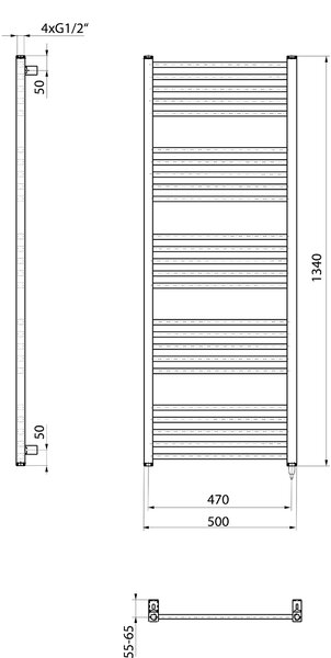 Sapho Sapho, METRO-E elektrické topné těleso, rovné, 500x1340 mm, 500 W, bílá, ME513