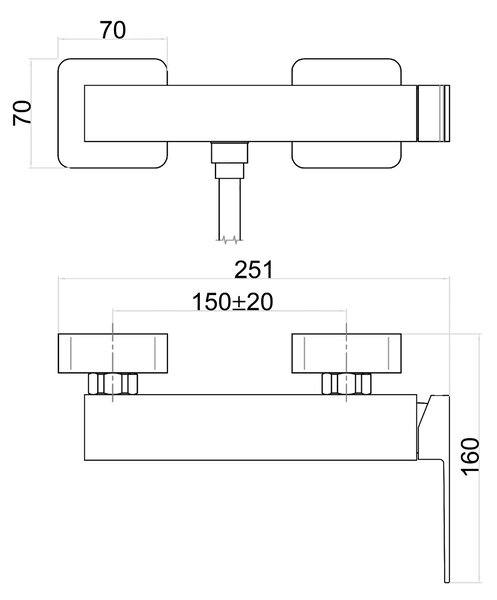 Sapho Sapho, LATUS nástěnná sprchová baterie, černá matná, 1102-71B