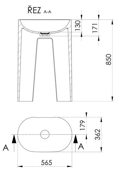 Sapho Sapho, TREVA Volně stojící umyvadlo včetně krytu výpusti 56,5x85cm, litý mramor, bílá matná, TR565