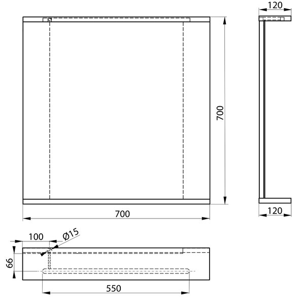 Aqualine Aqualine, KORIN STRIP zrcadlo s LED osvětlením 70x70x12cm, KO380S