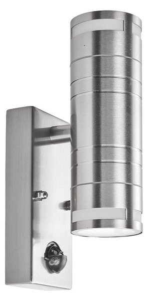 Searchlight 1318-2 LED venkovní ​​nástěnné svítidlo s pohybovým čidlem Outdoor & Porche 2x3W | GU10 | 540lm | 3000K | IP44 - nerez