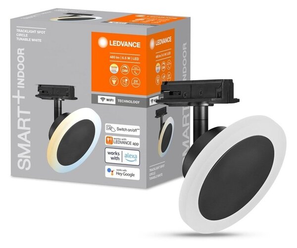 Chytré LED kolejnicové svítidlo CIRCLE, černé, laditelná bílá