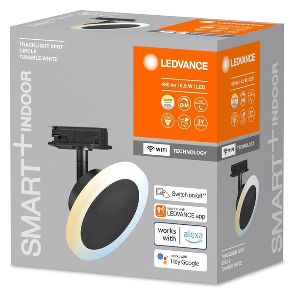 Chytré LED kolejnicové svítidlo CIRCLE, černé, laditelná bílá