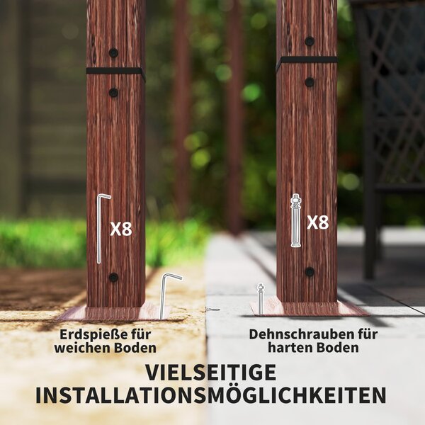 Outsunny Pergola přibližně 3x4m Zahradní altán s magnetickou podložkou, Hliníková terasa, Zahradní altán s nastavitelnou střechou, Samostatná, Ochrana