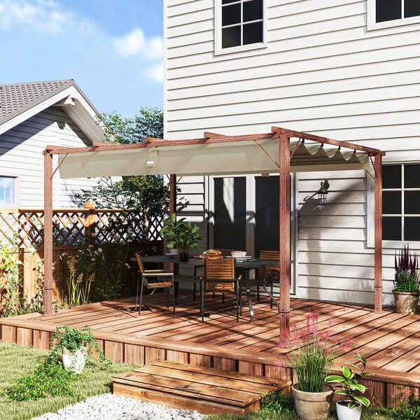 Outsunny Pergola přibližně 3x4m Zahradní altán s magnetickou podložkou, Hliníková terasa, Zahradní altán s nastavitelnou střechou, Samostatná, Ochrana