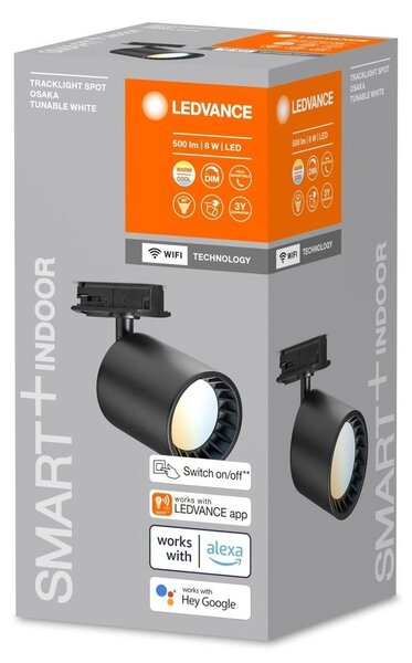 Chytré LED kolejnicové svítidlo OSAKA, černé, laditelná bílá