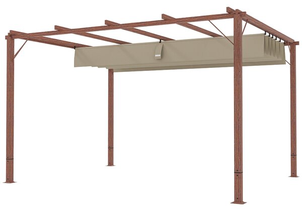 Outsunny Pergola přibližně 3x4m Zahradní altán s magnetickou podložkou, Hliníková terasa, Zahradní altán s nastavitelnou střechou, Samostatná, Ochrana